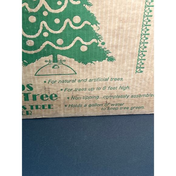 Vtg Christmas Tree Stand Holder Gibbs Safe-T-Tree Mid Century Cream Gold Enamel - Picture 9 of 11